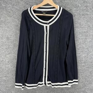 Grace Elements Cardigan Women 2X Plus Black Button Up Long Sleeve Rayon Knit